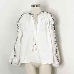 Ulla Johnson White Blouse with Black Trim